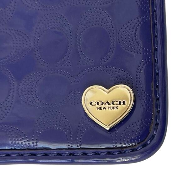 COACH F51676 PERFORATED EMBOSSED LIQUID GLOSS SKINNY ID / KEYCHAIN - Picture 2 of 6